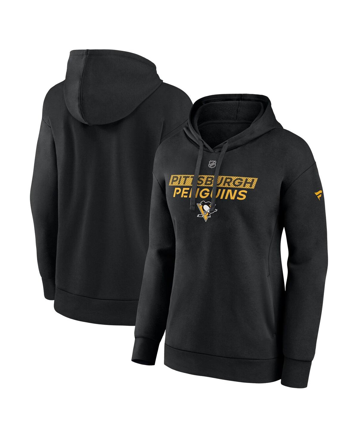 Women's Black Pittsburgh Penguins Authentic Pro Core Primary Fleece Pullover Hoodie - Black