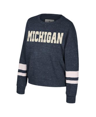 Women's Navy Michigan Wolverines Lost City Speckle Pullover Sweatshirt