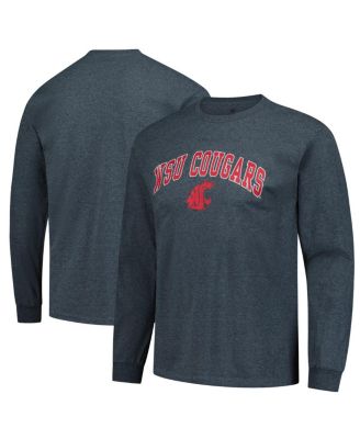 Fanatics Unlabeled - Men's Heather Charcoal Washington State Cougars Logo Long Sleeve T-Shirt