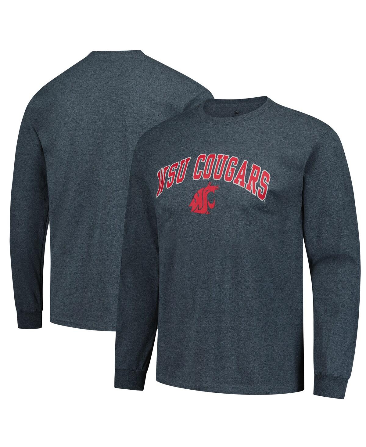 Men's Heather Charcoal Washington State Cougars Logo Long Sleeve T-Shirt - Heather Charcoal