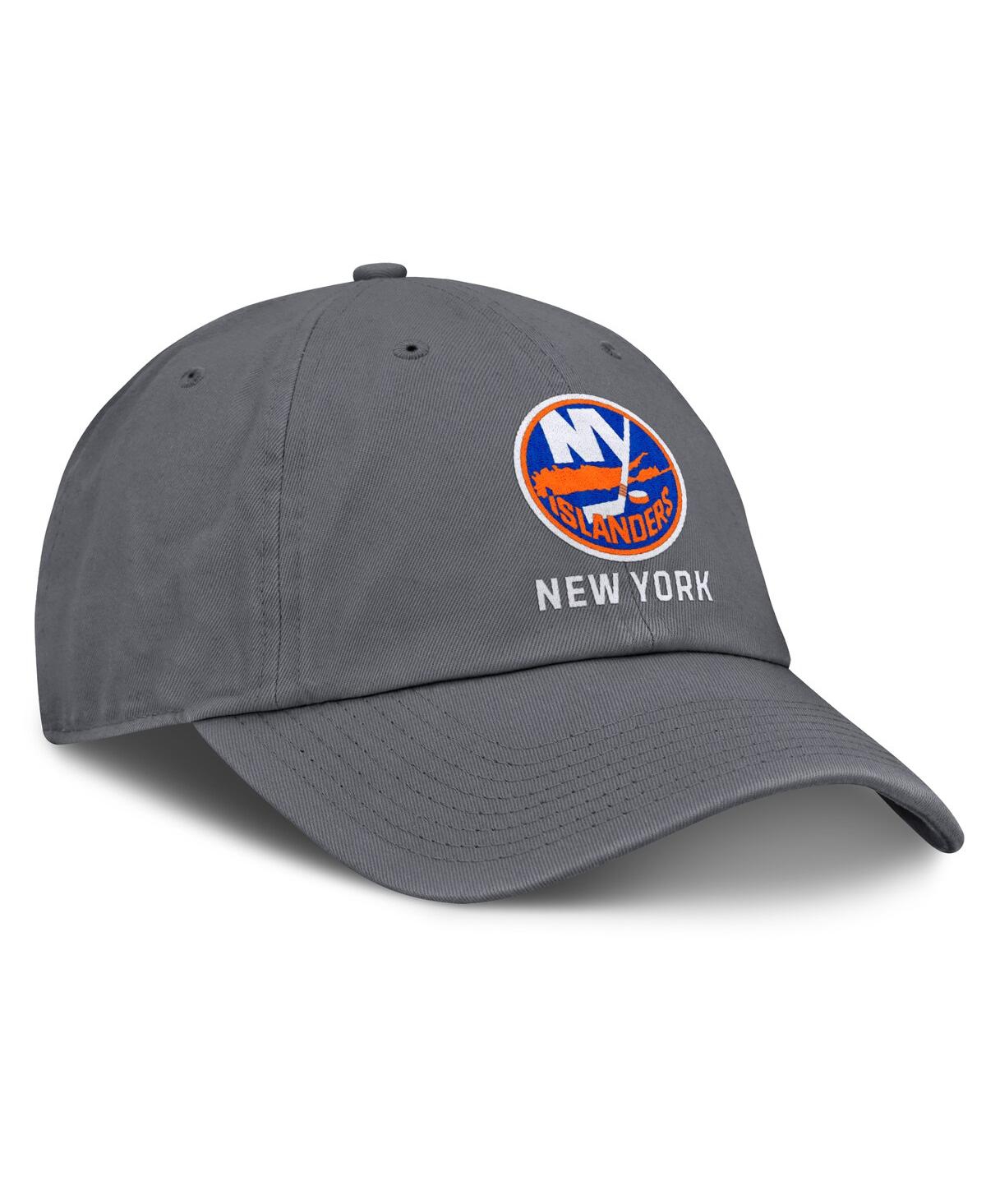 Fanatics Men's Charcoal New York Islanders Washed Adjustable Hat In Gray