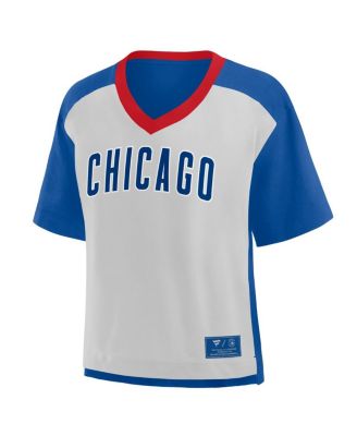 Women's Royal/Graphite Chicago Cubs Oversized Race to Win V-Neck T-Shirt