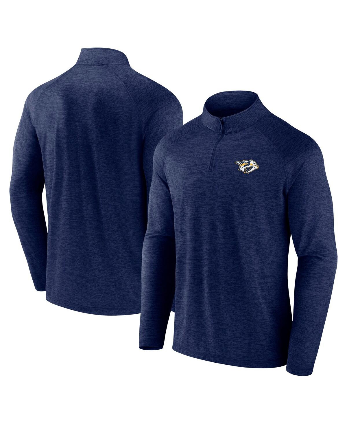 Men's Navy Nashville Predators Head-to-Head Raglan Quarter-Zip Sweatshirt - Navy