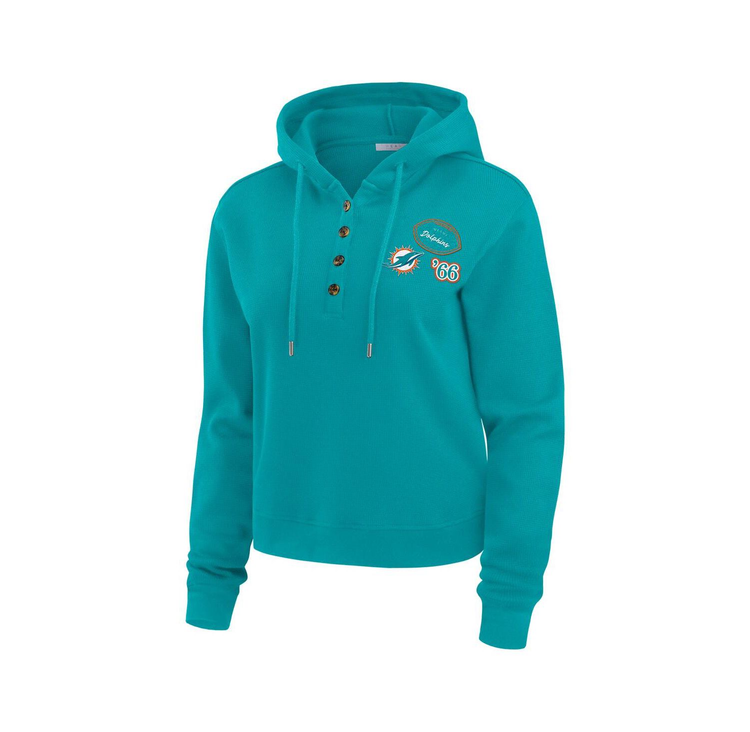 Women's Aqua Miami Dolphins Waffle Hoodie Pullover Top