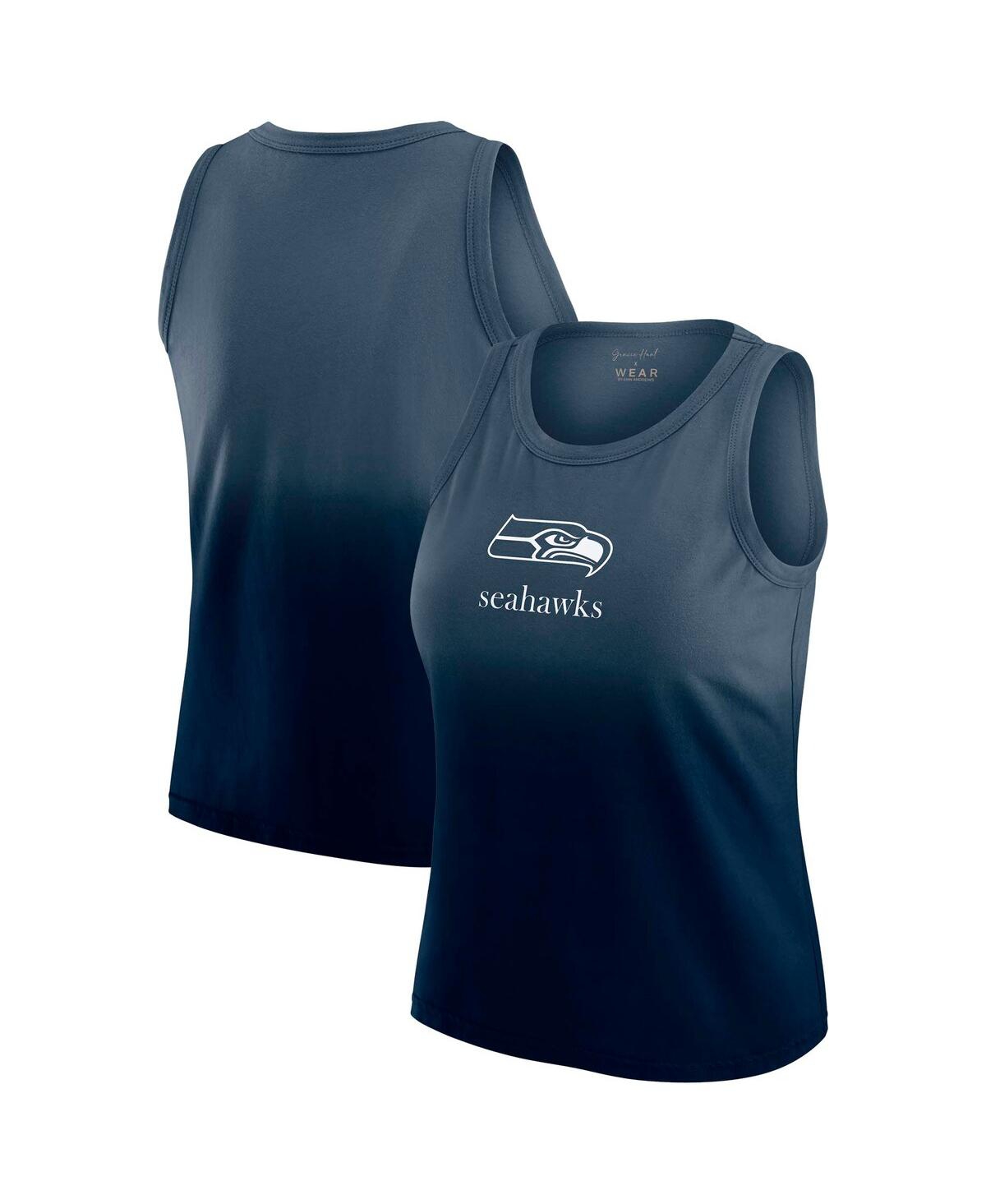 Women's Navy Seattle Seahawks Ombre Tank Top - Navy