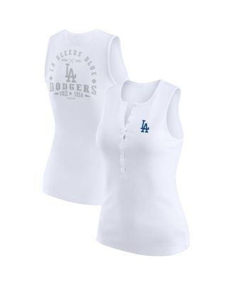 WEAR by Erin Andrews - Women's White Los Angeles Dodgers Rib-Knit Henley Tank Top
