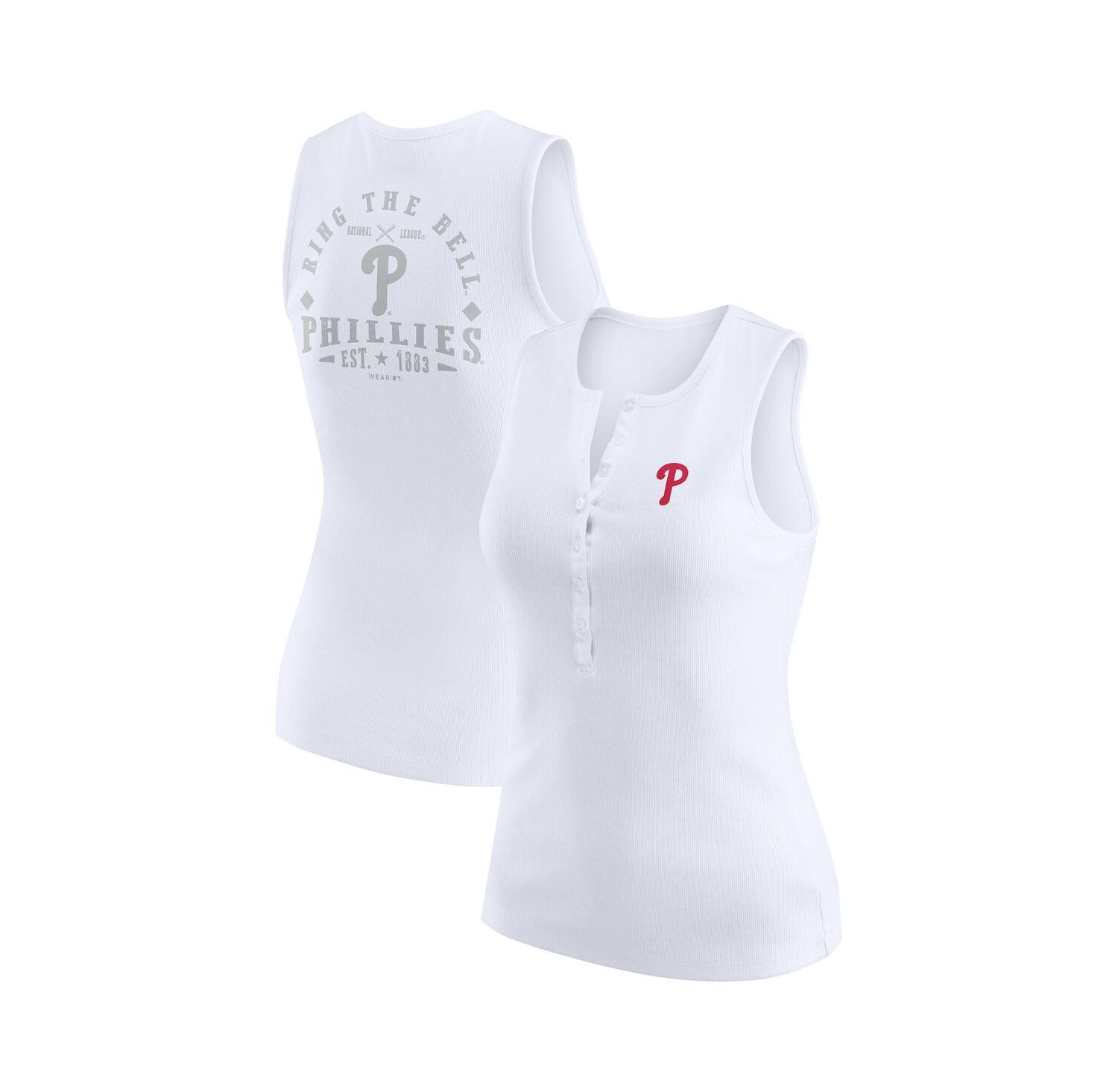 Women's White Philadelphia Phillies Rib-Knit Henley Tank Top