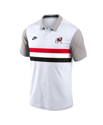 Men's White/Gray Georgia Bulldogs Athletic Prep Legacy Logo Vapor Performance Polo Shirt