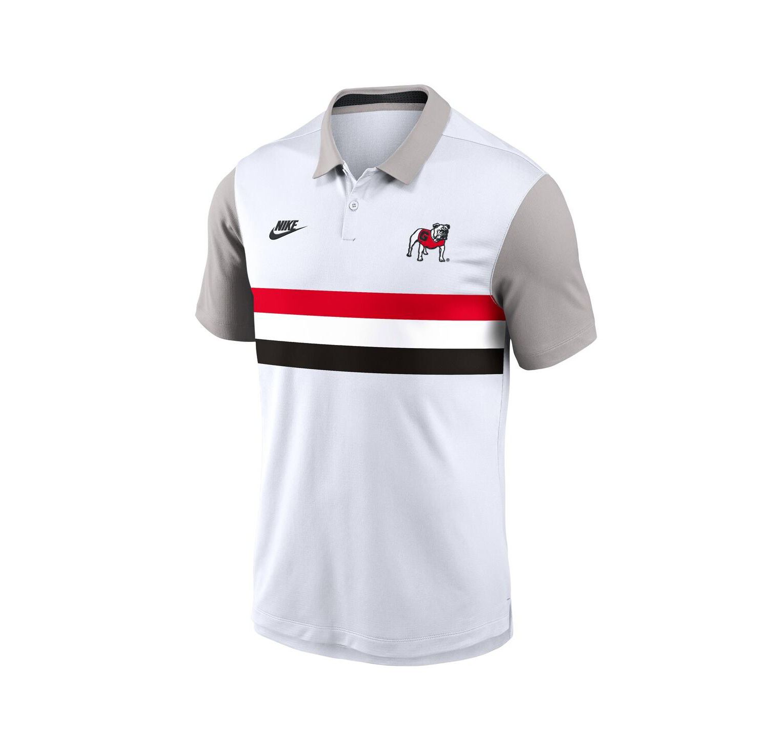 Men's White/Gray Georgia Bulldogs Athletic Prep Legacy Logo Vapor Performance Polo Shirt