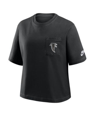 Women's Black Atlanta Falcons Rewind Pocket Boxy T-Shirt