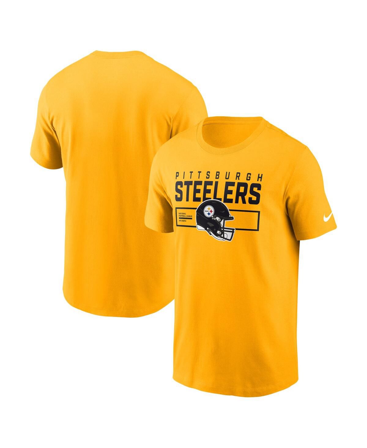 Мужская золотая футболка Pittsburgh Steelers Prime Time Helmet Essential с золотым шлемом