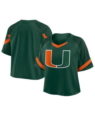 Fanatics - Women's Green Miami Hurricanes Oversized Raglan V-Neck Fashion Jersey
