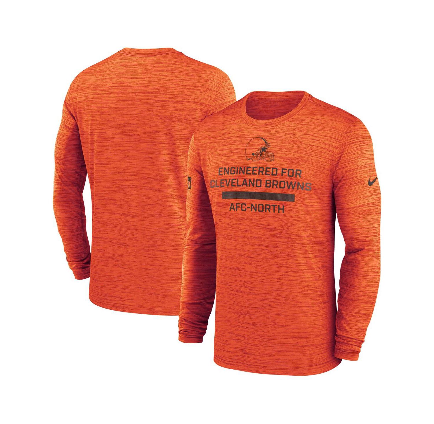 Men's Orange Cleveland Browns Sideline Velocity Performance Long Sleeve T-Shirt