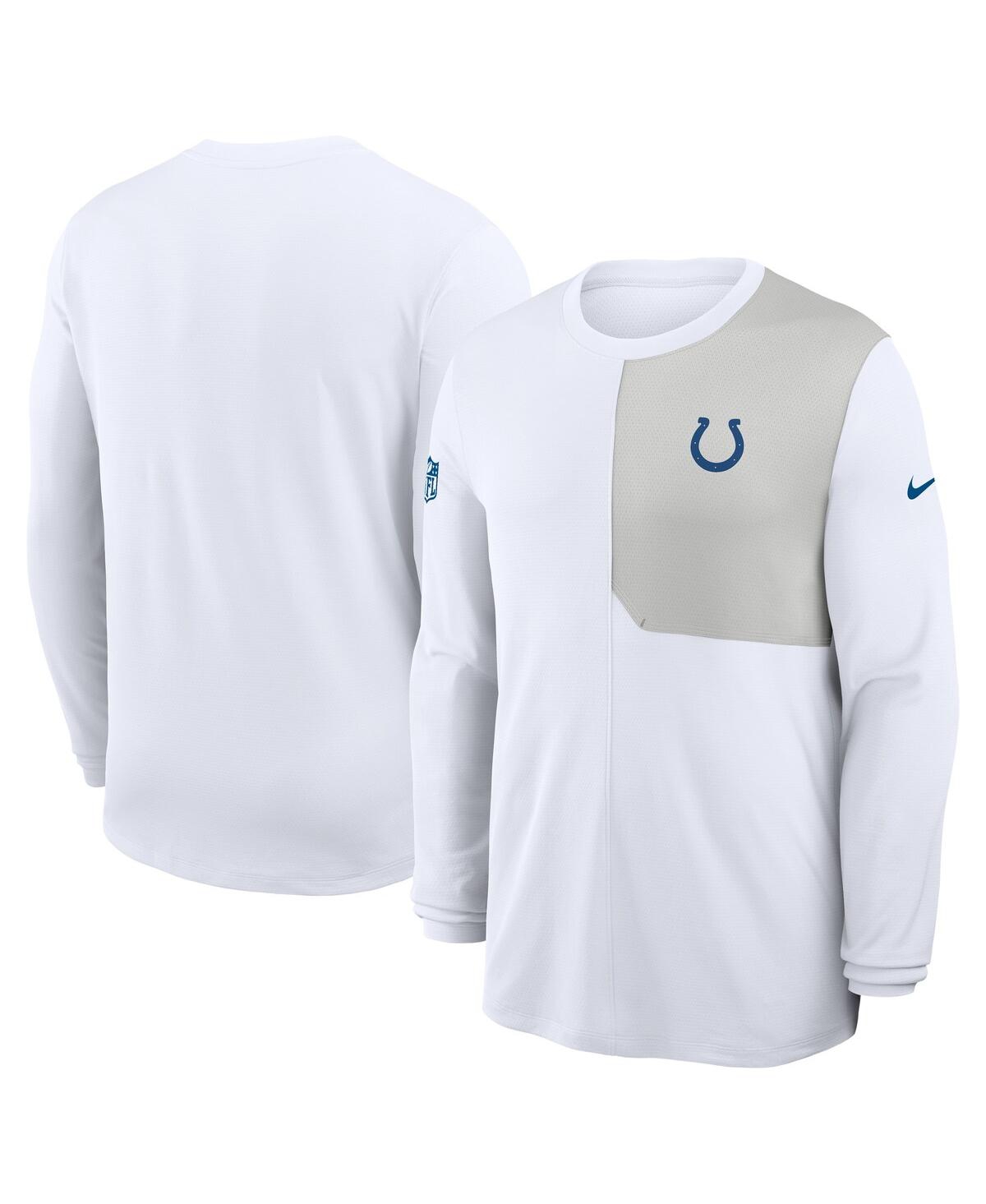 Nike White Indianapolis Colts Sideline Coach Uv Performance Long Sleeve T-shirt In White