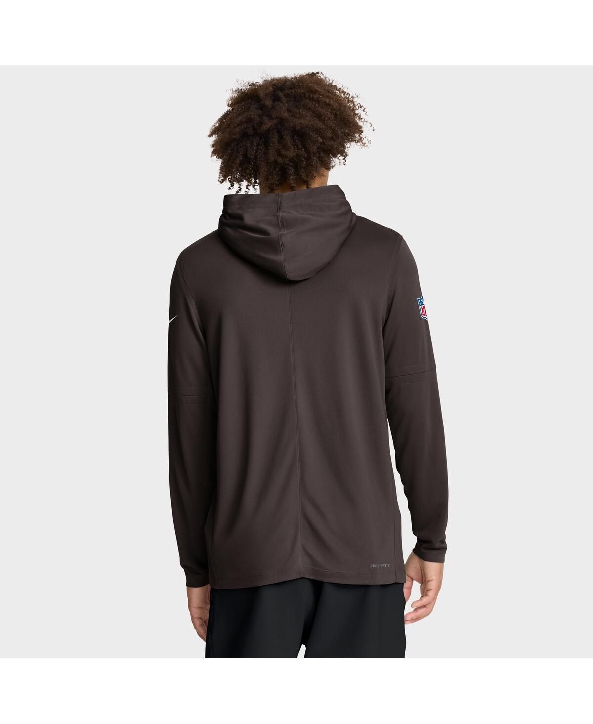 Nike Brown Cleveland Browns Sideline Pure Fury Performance Long Sleeve Hoodie T-shirt In Brown
