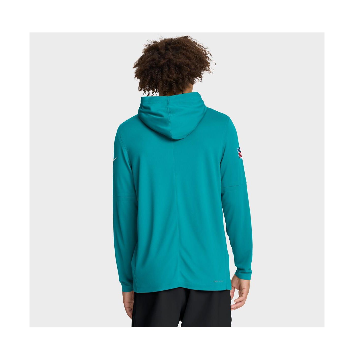 Мужское худи Nike Aqua Miami Dolphins Sideline Pure Fury Performance Long Sleeve T-Shirt — фото 2