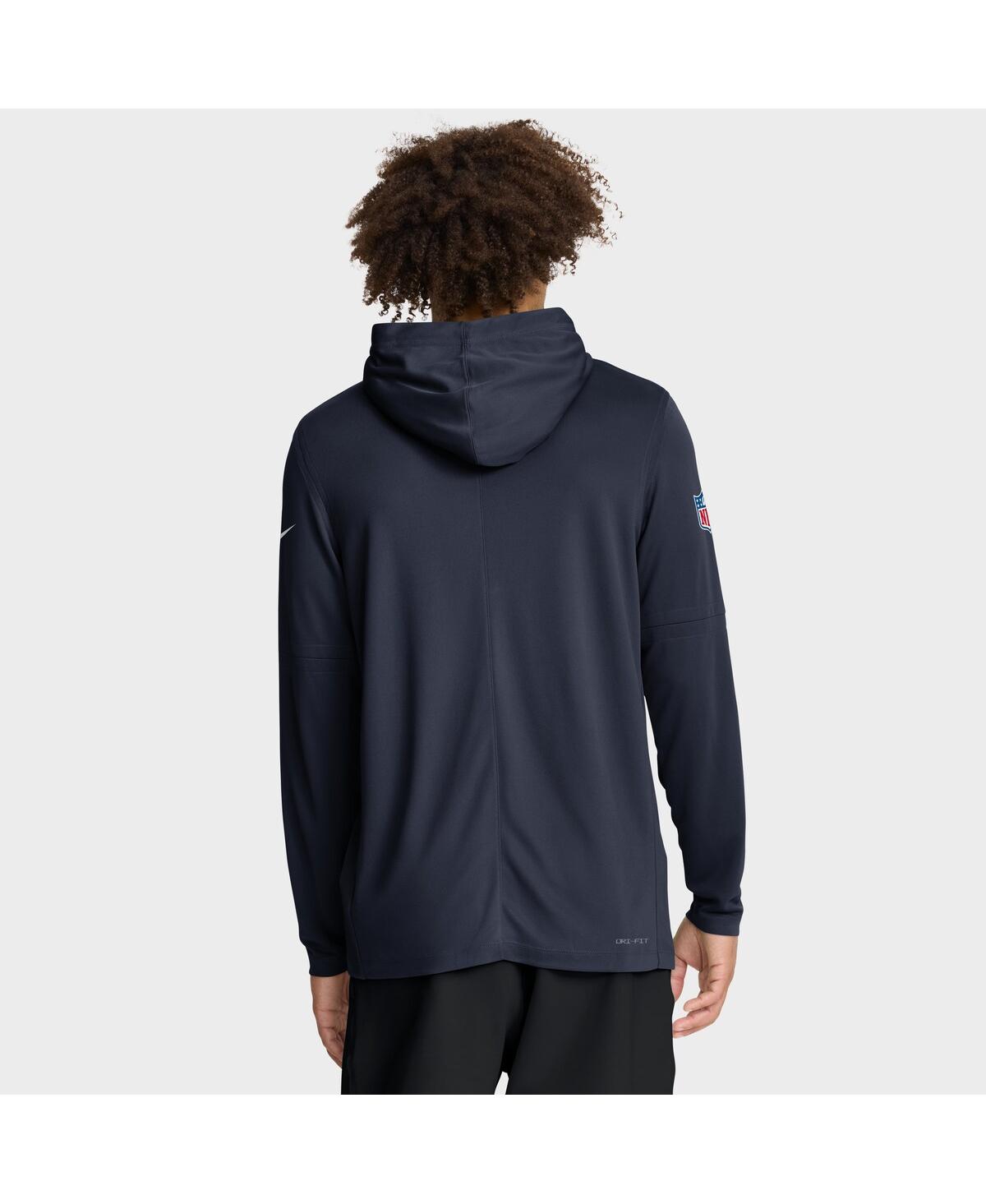 Nike Navy Chicago Bears Sideline Pure Fury Performance Long Sleeve Hoodie T-shirt In Blue