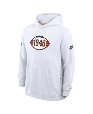 Men's White Cleveland Browns Sideline Offensive Set Play Performance Pullover Hoodie