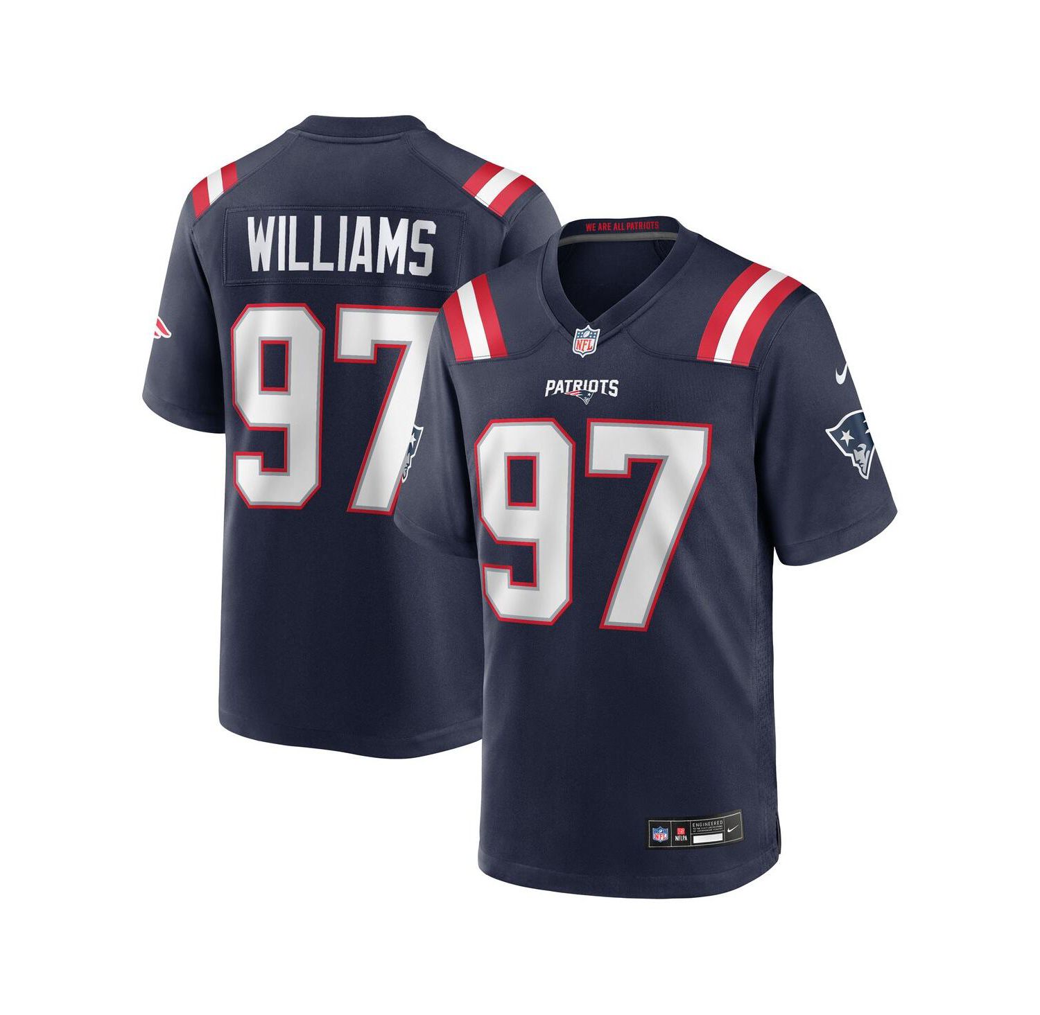 Men's Milton Williams Navy New England Patriots Game Player Jersey