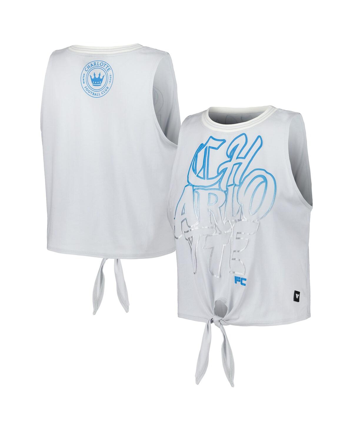Women's White Charlotte Fc Twist-Tie Tank Top - White