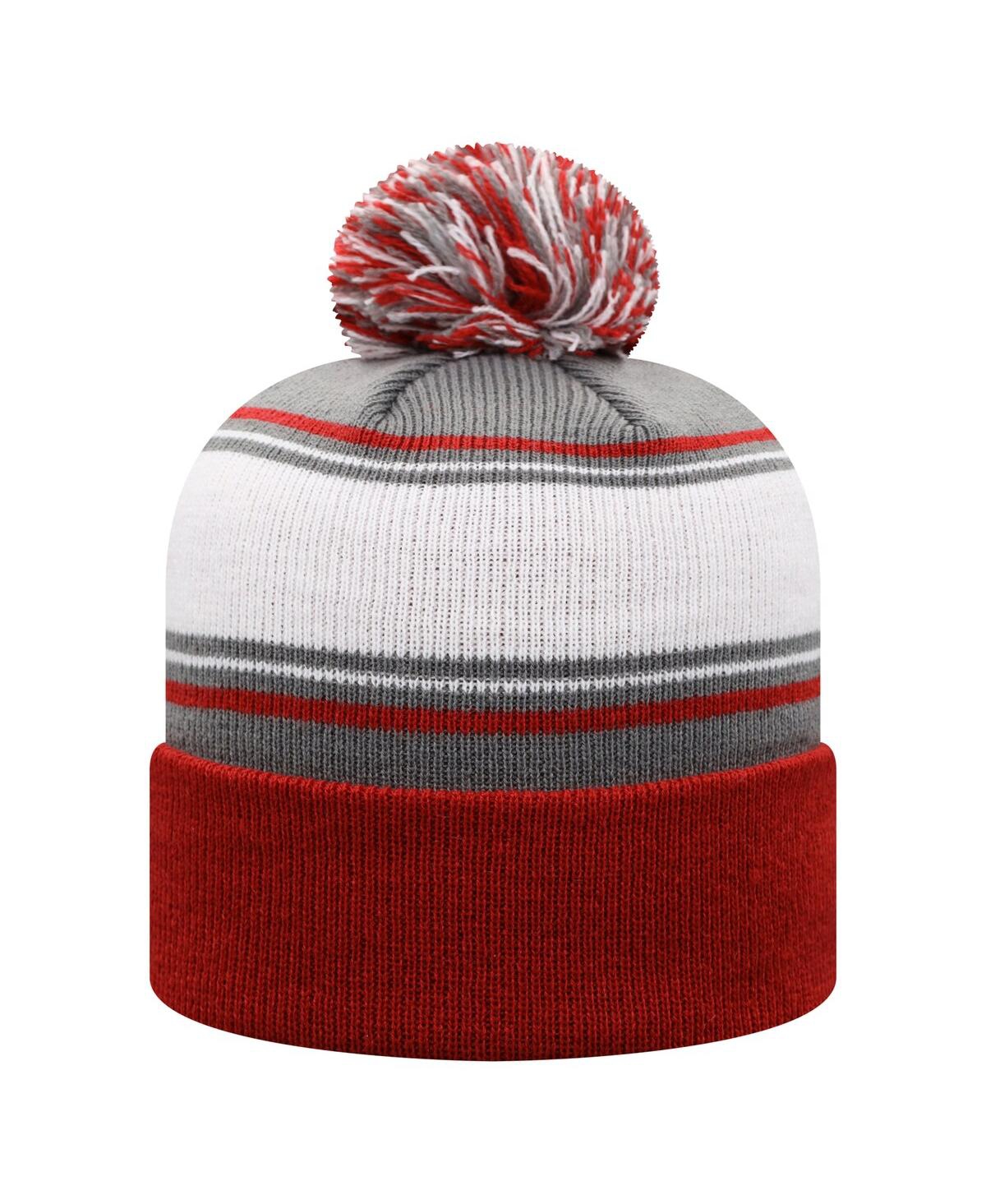 Top Of The World Men's Crimson Oklahoma Sooners Ambient Cuffed With Pom Knit Hat In Multi