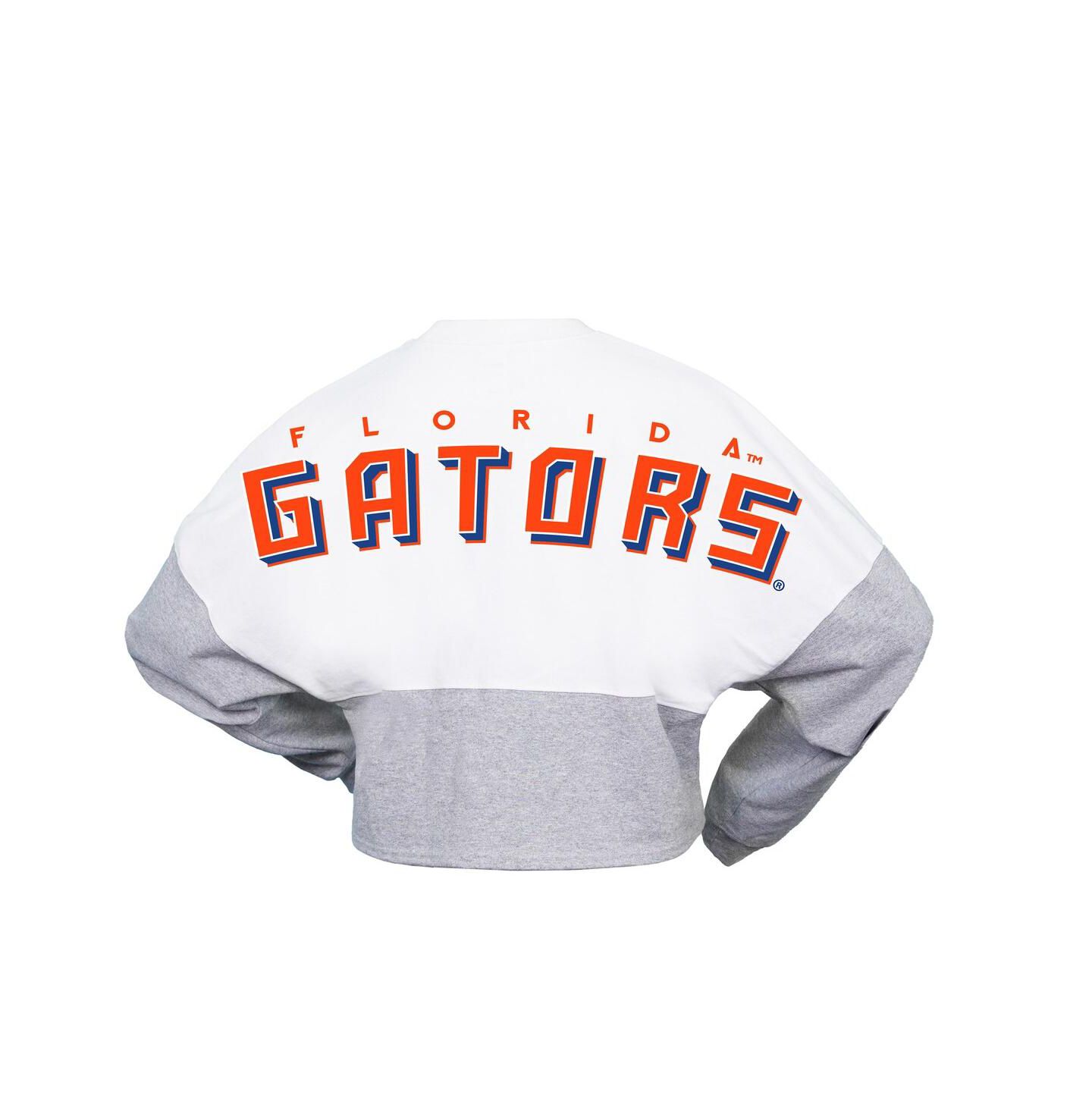 Женская футболка Spirit Jersey White Florida Gators Heather Block Cropped Long Sleeve Jersey — фото 2