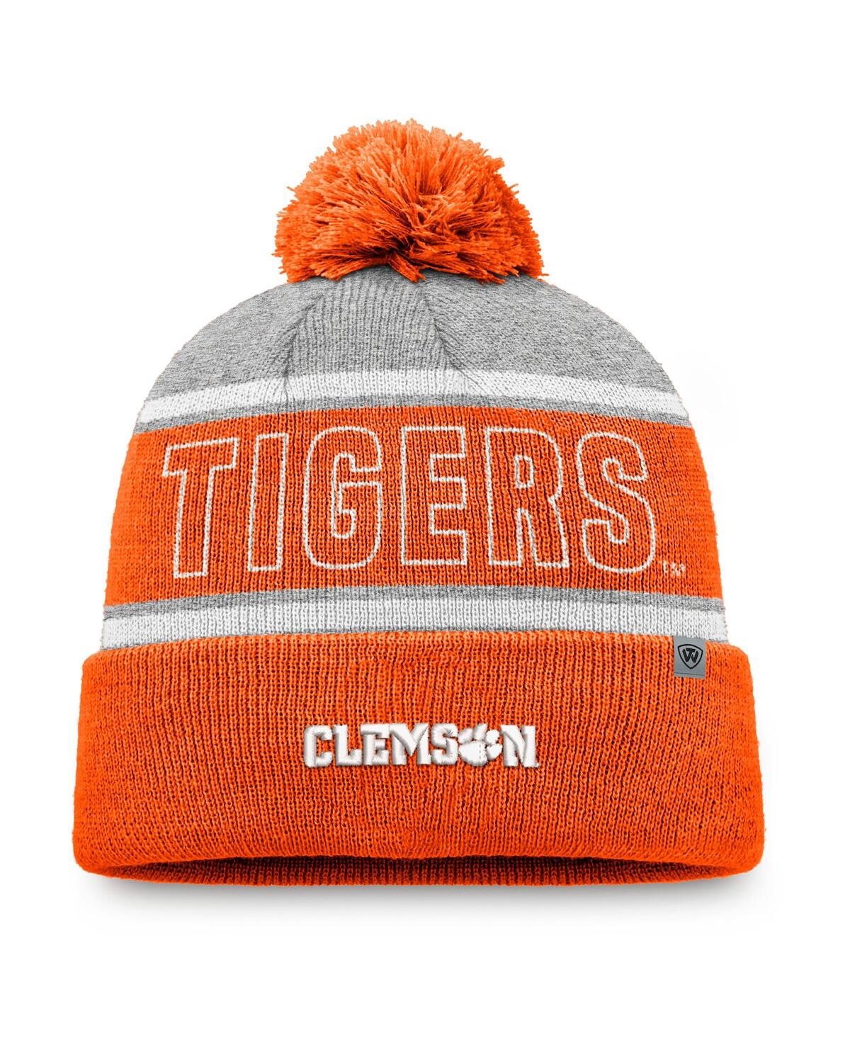 Top Of The World Men's Orange Clemson Tigers Two-tone Cuffed With Pom Knit Hat In Orange