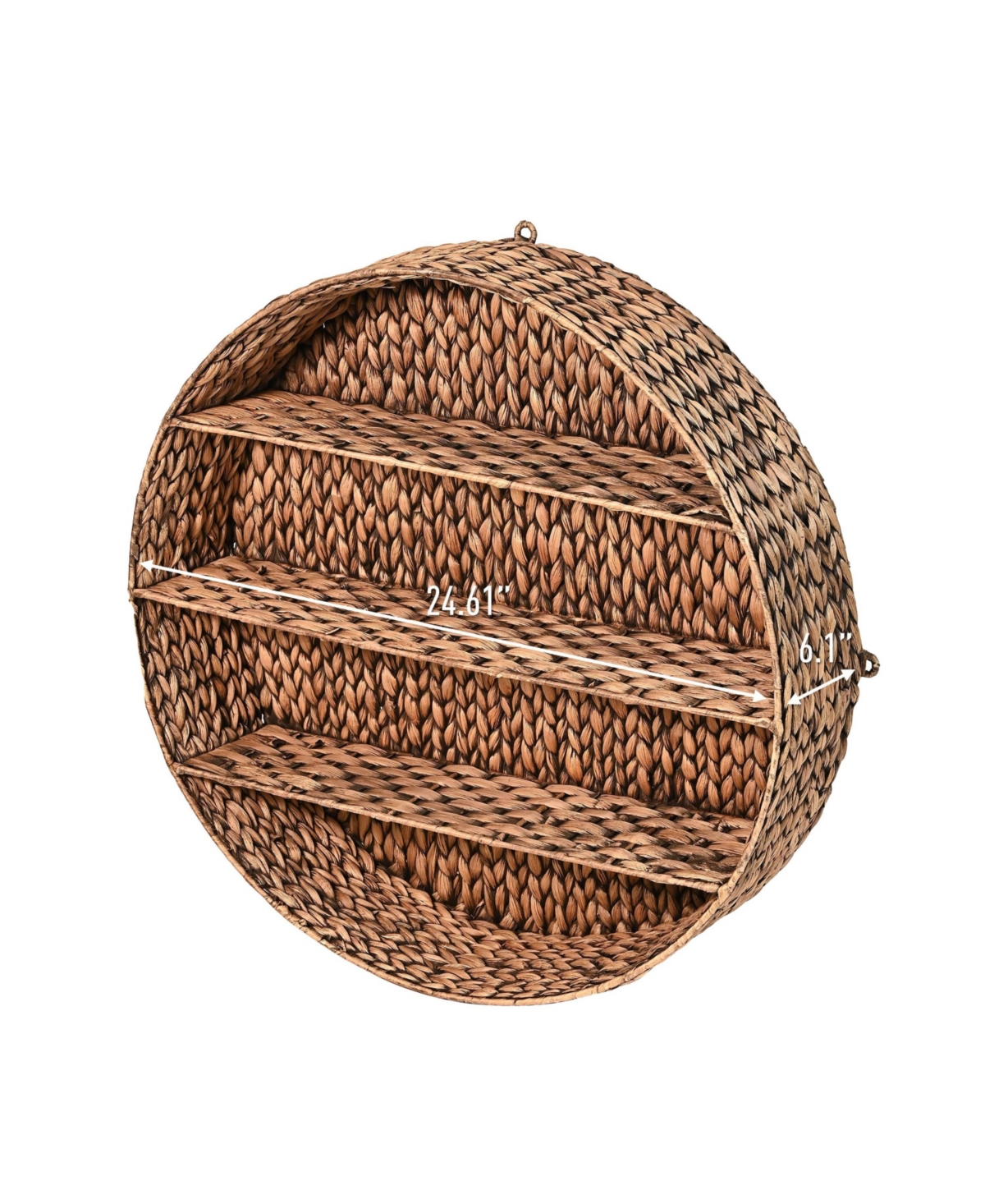 Annulus 24.61" 3-Shelf Circular Hand-Woven Hyacinth Wall Rack