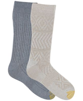 Men's 2-Pack Chevron Texture Reinforced Toe Crew Socks