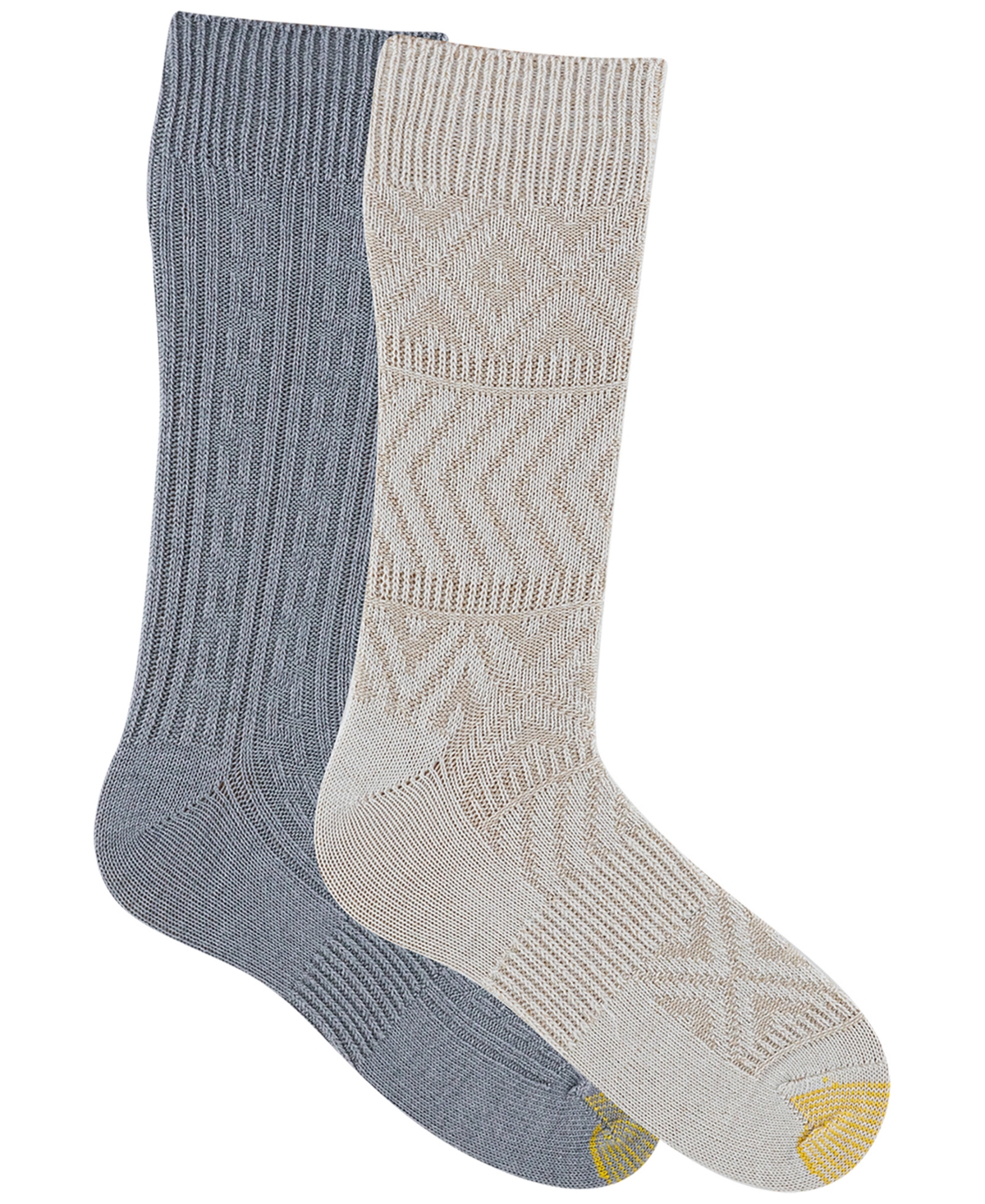 Gold Toe Men's 2-Pack Chevron Texture Reinforced Toe Crew Socks