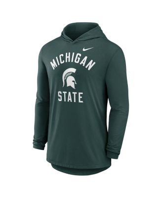 Men's Green Michigan State Spartans Classic Arch Tri-Blend Performance Long Sleeve Hoodie T-Shirt