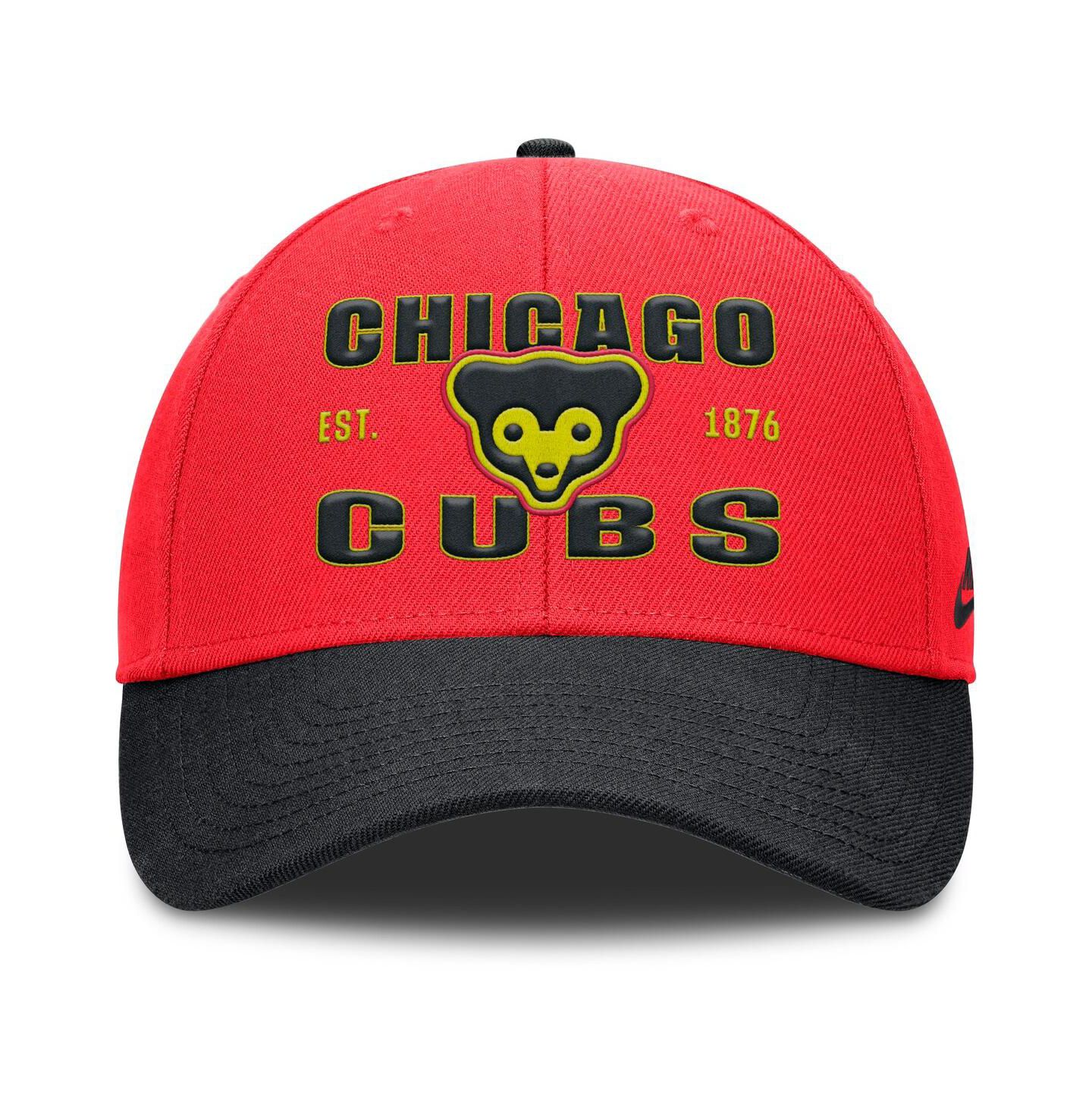 Мужская кепка Nike Crimson/Black Chicago Cubs Neon 90s Rise Adjustable Hat — фото 2