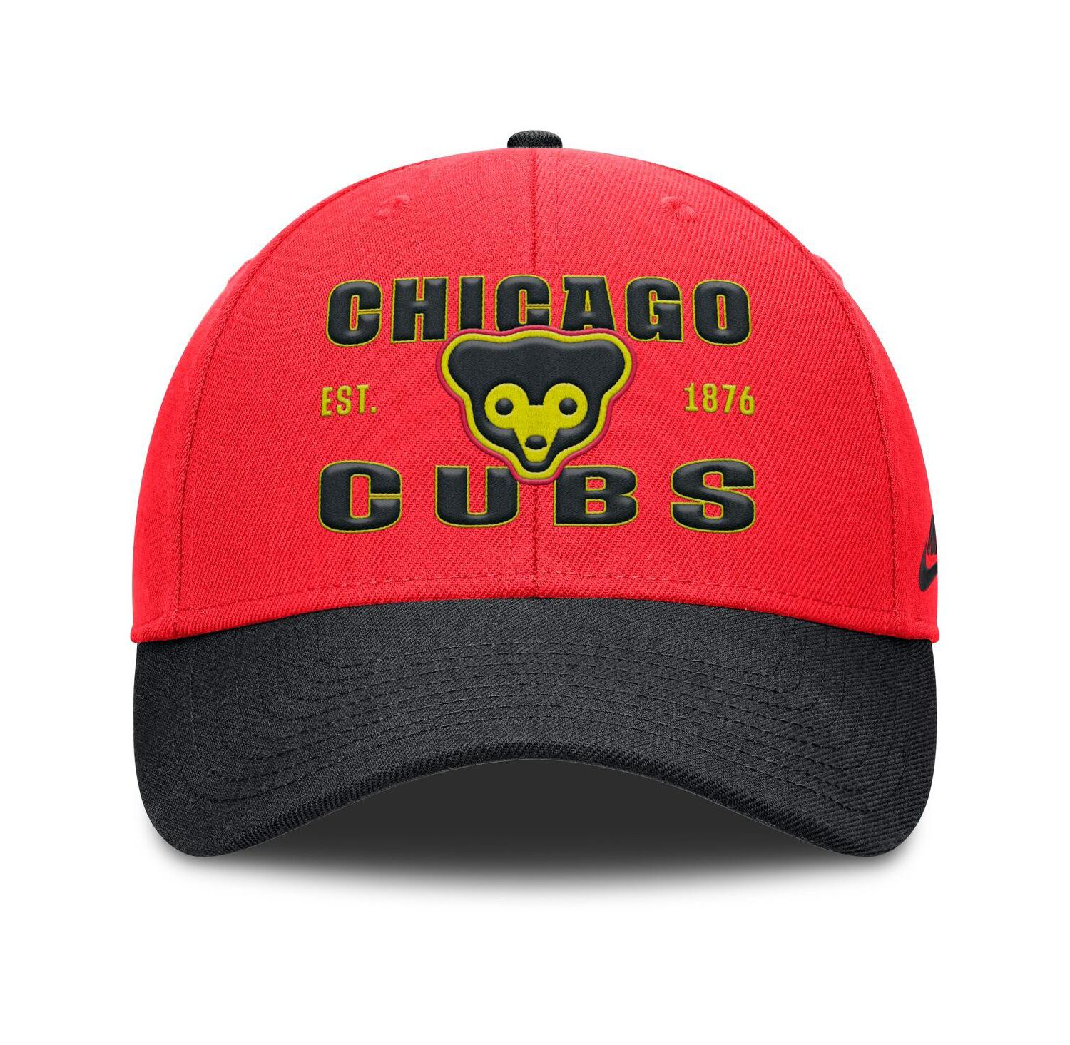 Men's Crimson/Black Chicago Cubs Neon 90s Rise Adjustable Hat