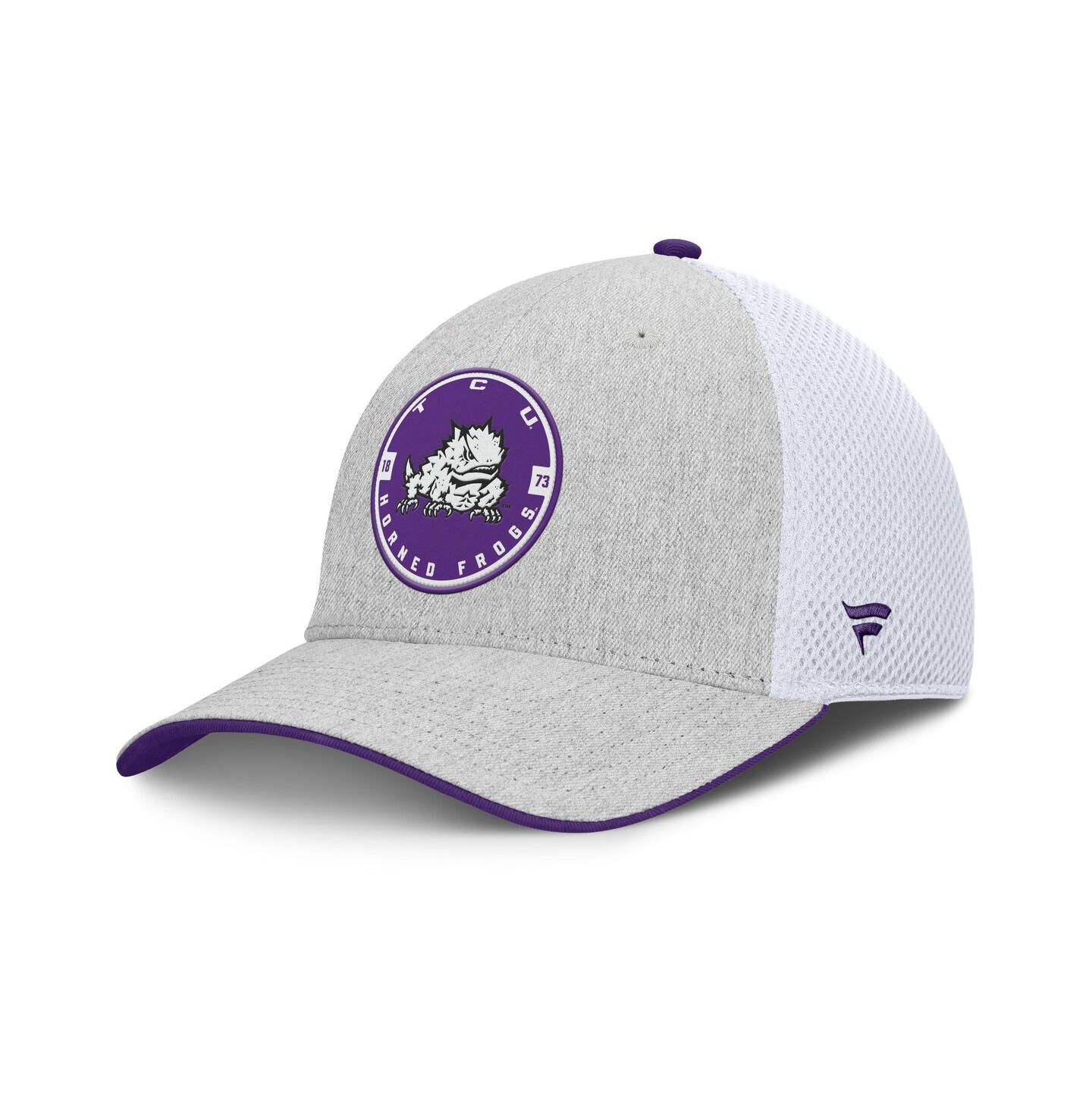 Мужская кепка Fanatics Heather Gray/White TCU Horned Frogs Trigger Flex Hat — фото 1