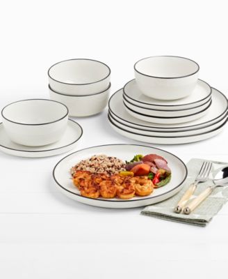 Black Rim 12 Pc. Dinnerware Set, Service for 4, Exclusively at Macy's