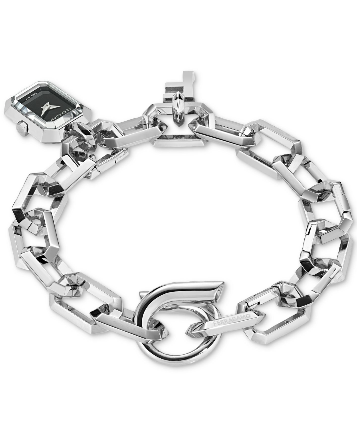 Женские часы Ferragamo Charm Stainless Steel Link Bracelet Watch 17mm — фото 2