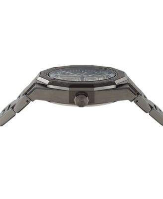 Men's Swiss Automatic Edge Skeleton Gunmetal Ion Plated Bracelet Watch 42mm