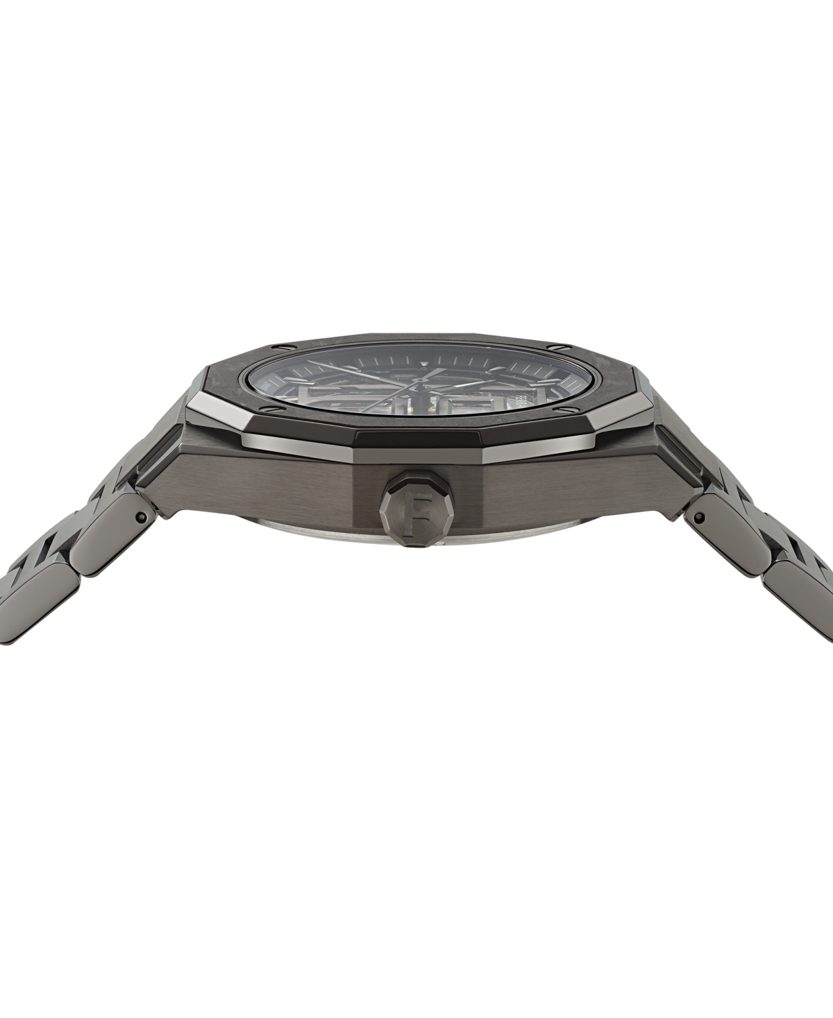 Ferragamo Men's Swiss Automatic Edge Skeleton Gunmetal Ion Plated Bracelet Watch 42mm