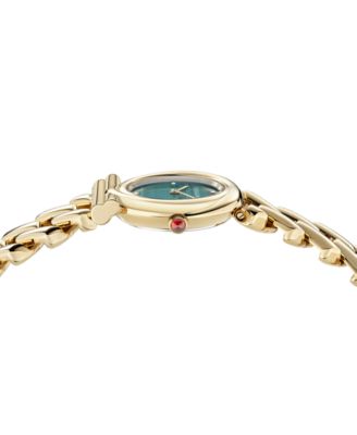 Women's Swiss Gancini Twisted Chain Gold Ion Plated Bracelet Watch 28mm