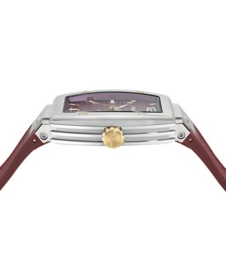 Men's Swiss F-80 Tonneau Burgundy Polyurethane Strap Watch 42mm