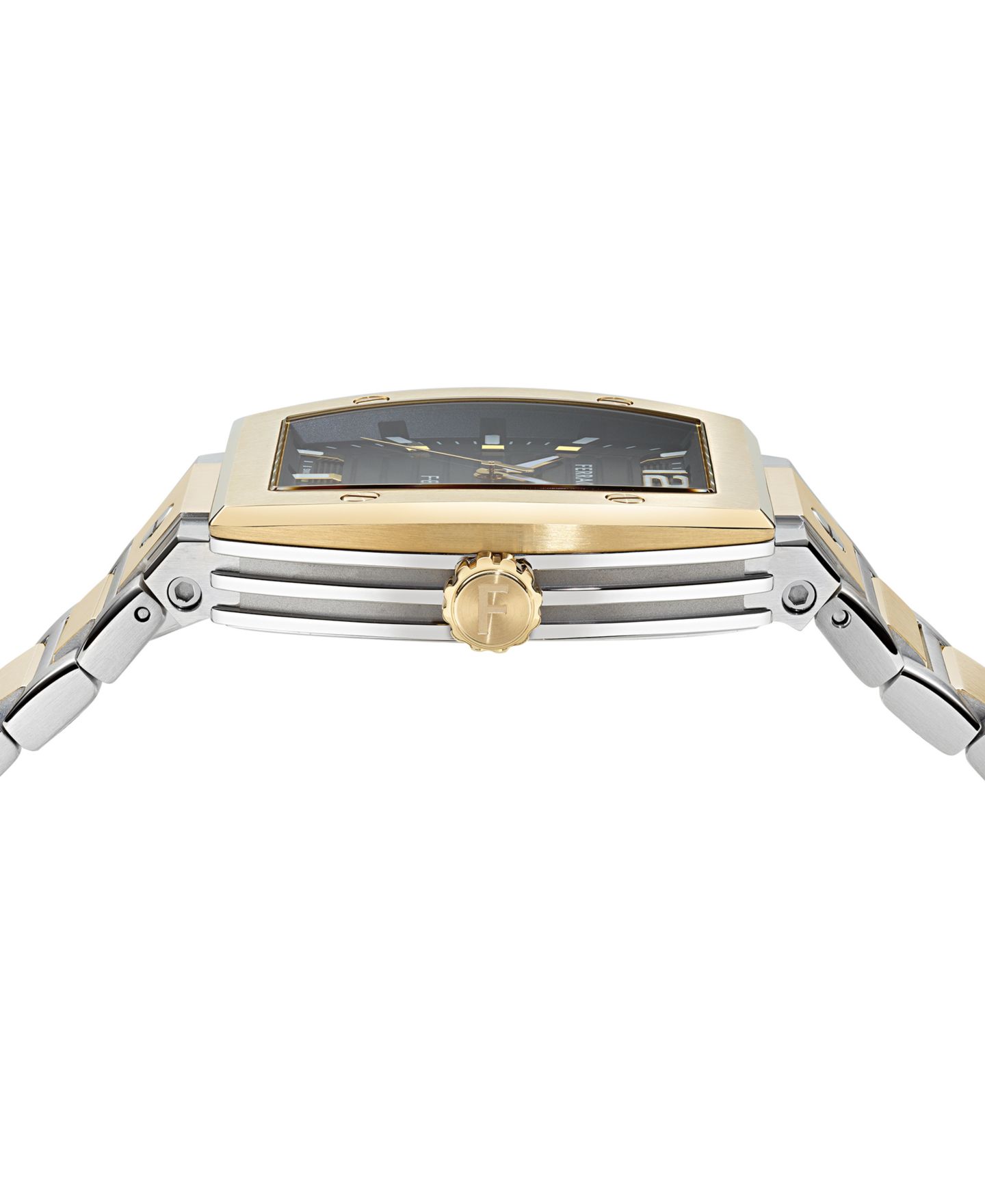 Мужские часы Ferragamo Swiss F-80 Tonneau Two-Tone Stainless Steel Bracelet Watch 42mm — фото 2