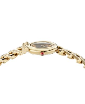 Women's Swiss Gancini Twisted Chain Gold Ion Plated Bracelet Watch 28mm