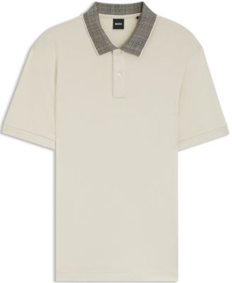 Men's Patterned Collar Pima-Cotton Polo Shirt