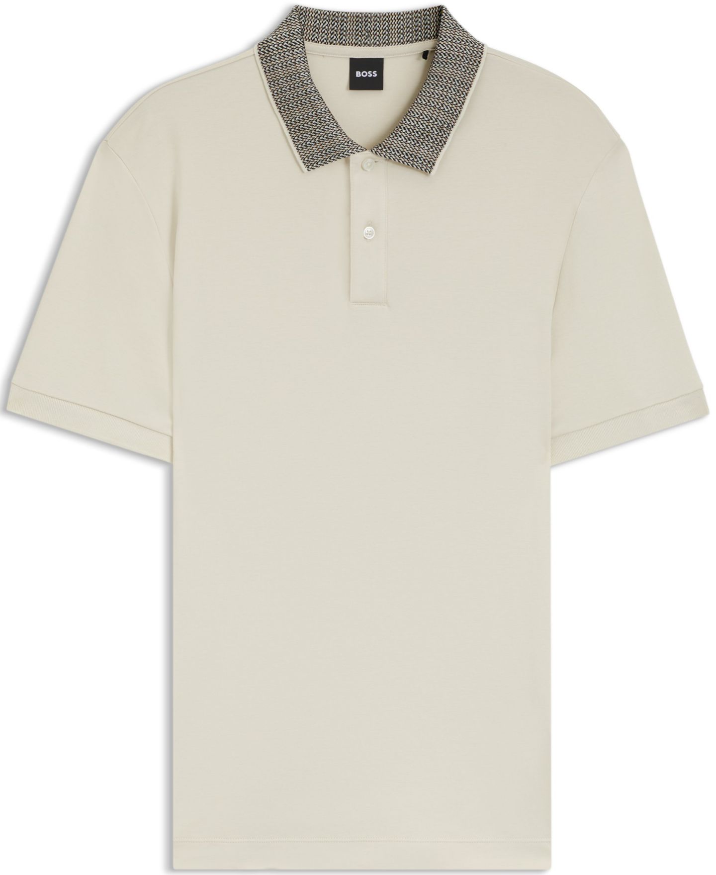 Мужское поло Hugo Boss Patterned Collar Pima-Cotton Polo Shirt, цвет: Белый — фото 3