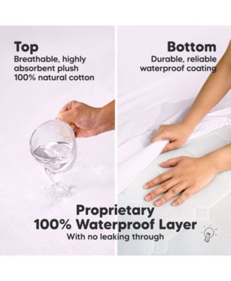 2-Pack Protect+ Waterproof Crib Mattress Protector Covers, Quin Quilted Cotton Baby Mattress Topper, Toddler Crib Sheets