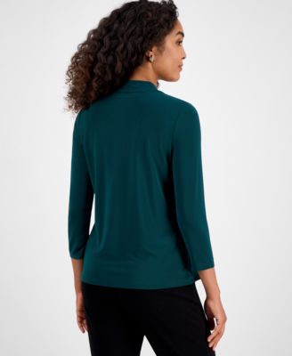 Women's Knot-Front 3/4-Sleeve Blouse