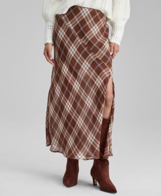 Women's Plaid Bias-Cut Slip Skirt, Macy's Exclusive