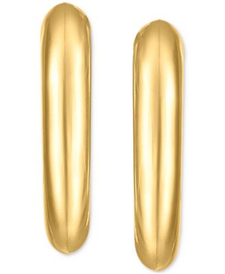 Polished J-Hoop Extra Small Huggie Hoop Earrings in 10k Gold, 0.375"