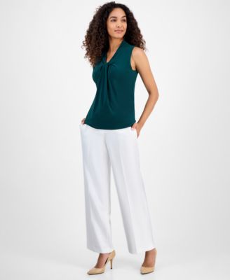 Petite Sleeveless Knot-Front Blouse