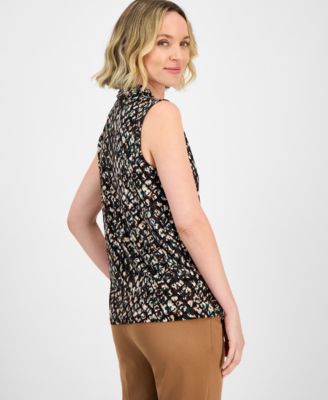 Women's Floral-Print Hidden-Placket Blouse